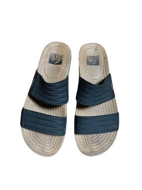 Reef Two-strap Slide Sandals in Beige and Black